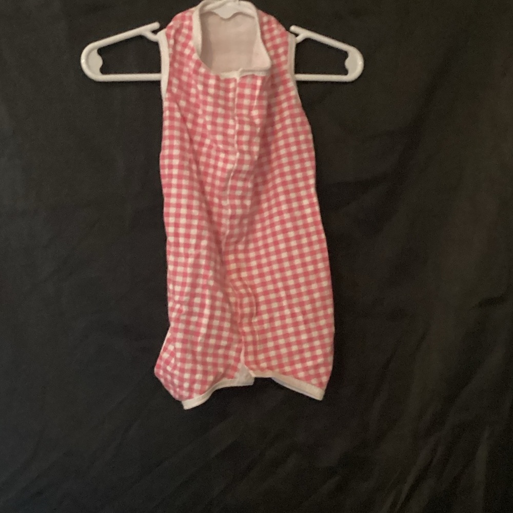 Pink Gingham Sleeveless Dress / Romper